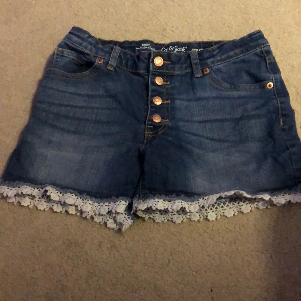 multi button kids denim shorts